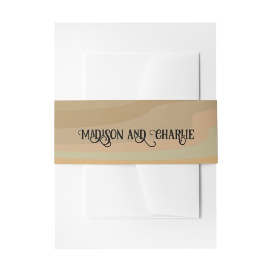 Earthtone Retro wervelt eenvoudige bruiloft Uitnodigingen Wikkel (Voorkant Voorbeeld)