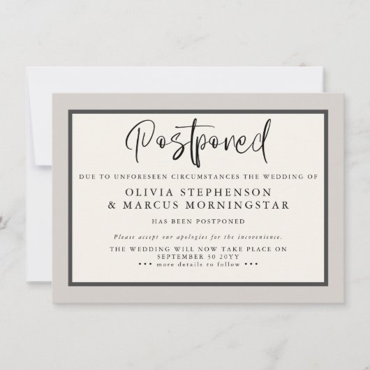 Earthtones - Moderne mededeling uitstel evenement Kaart (Voorkant)