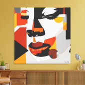 EARTHTONES PICASSO STIJL KUBIST PORTRET VROUW CANVAS AFDRUK (Insitu (Woonkamer))