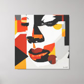 EARTHTONES PICASSO STIJL KUBIST PORTRET VROUW CANVAS AFDRUK (Voorkant)