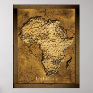 Earthy 2D Africa Map Art Poster