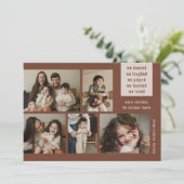 Earthy 5 Photo Collage Year Review Kerstmis Rust Feestdagenkaart (Staand voorkant)