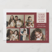 Earthy 5 Photo Collage Year Review Kerstwijn Feestdagenkaart (Voorkant)