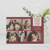 Earthy 5 Photo Collage Year Review Kerstwijn Feestdagenkaart (Staand voorkant)