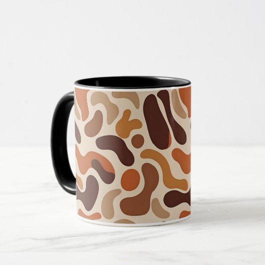 Earthy Abstract Coffee Mug – Organic Shapes Mok (Voorkant links)