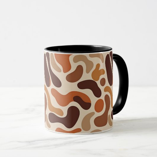 Earthy Abstract Coffee Mug – Organic Shapes Mok (Voorkant rechts)