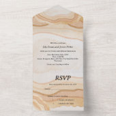 Earthy Abstract Watercolor Agate Wedding All In One Uitnodiging (Binnen)
