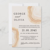 Earthy Abstract Watercolor Agate  Wedding  Kaart (Voorkant)