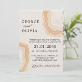 Earthy Abstract Watercolor Agate  Wedding  Kaart (Staand voorkant)