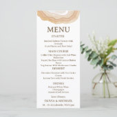 Earthy Abstract Watercolor Agate Wedding Menu Card (Staand voorkant)