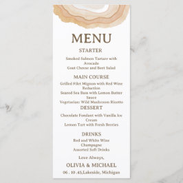 Earthy Abstract Watercolor Agate Wedding Menu Card