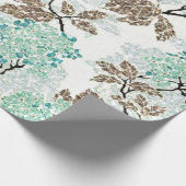 Earthy Aqua Glittery Floral Cadeaupapier (Hoek)