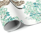 Earthy Aqua Glittery Floral Cadeaupapier (Rol Hoek)