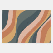 Earthy Autumn Abstract Wavy Stripes Modern Green Inpakpapier Vel (Voorkant 2)