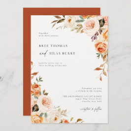 Earthy Autumn Botanical Floral Wedding Invitation Kaart