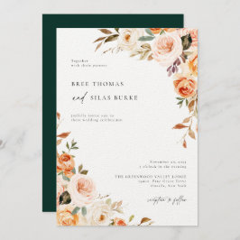 Earthy Autumn Botanical Floral Wedding Kaart