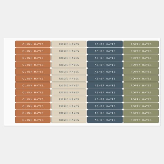 Earthy Autumn Colour Name Labels (Vel)