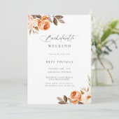 Earthy Autumn Floral Bachelorette Weekend Invitati Kaart (Staand voorkant)