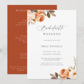 Earthy Autumn Floral Bachelorette Weekend Invitati Kaart (Voorkant / Achterkant)