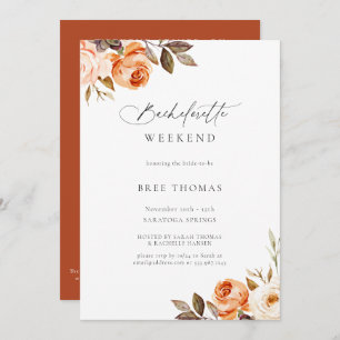 Earthy Autumn Floral Bachelorette Weekend Invitati Kaart