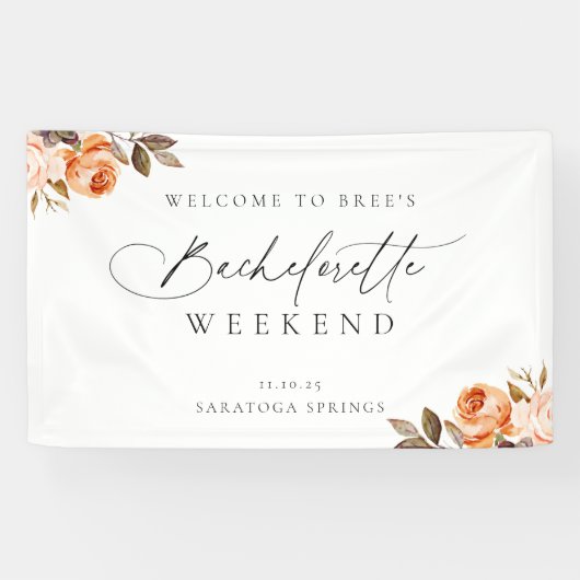 Earthy Autumn Floral Bachelorette Welkom Spandoek (Horizontaal)