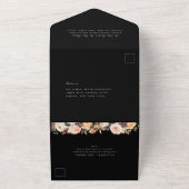 Earthy Autumn Floral Black Wedding All In One Uitnodiging (Buitenkant)