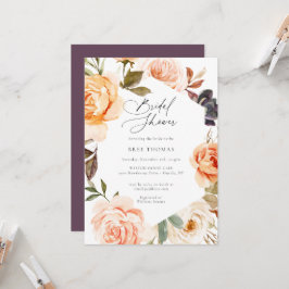 Earthy Autumn Floral Bridal Shower Kaart