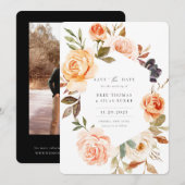 Earthy Autumn Floral Foto Save The Date (Voorkant / Achterkant)