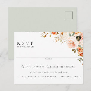 Earthy Autumn Floral Meal Choice Wedding RSVP Briefkaart