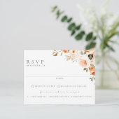 Earthy Autumn Floral Meal Choice Wedding RSVP Briefkaart (Staand voorkant)
