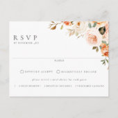 Earthy Autumn Floral Meal Choice Wedding RSVP Briefkaart (Voorkant)