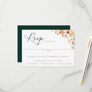 Earthy Autumn Floral Meal Choice Wedding RSVP Kaar