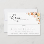 Earthy Autumn Floral Meal Choice Wedding RSVP Kaar (Voorkant)