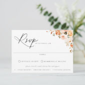 Earthy Autumn Floral Meal Choice Wedding RSVP Kaar (Staand voorkant)
