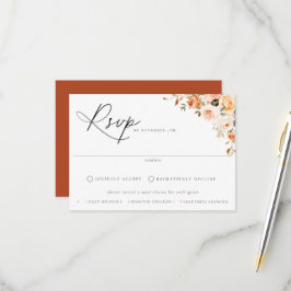 Earthy Autumn Floral Meal Choice Wedding RSVP Kaar