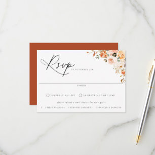 Earthy Autumn Floral Meal Choice Wedding RSVP Kaar