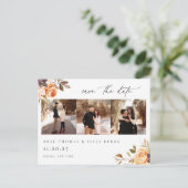 Earthy Autumn Floral Photo Save the Date Briefkaart (Staand voorkant)