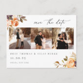 Earthy Autumn Floral Photo Save the Date Briefkaart (Voorkant)