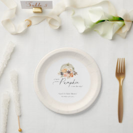 Earthy Autumn Floral Pumpkin Baby shower Papieren Bordje