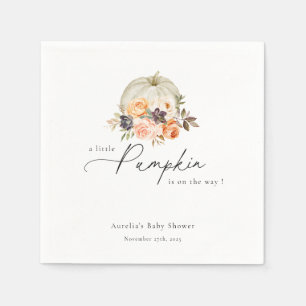 Earthy Autumn Floral Pumpkin Baby shower Servet