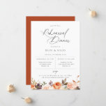 Earthy Autumn Floral Rehearsal Dinner Invitation Aankondiging<br><div class="desc">Elegant waterverf Earthy Autumn botanical Greenery and floral border,  repetitief diner-uitnodiging. Het grafische en moderne typografische ontwerp met een solide coördinerende oranje ondersteuning van terracotta.</div>