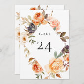 Earthy Autumn Floral Table Number Kaart (Voorkant / Achterkant)