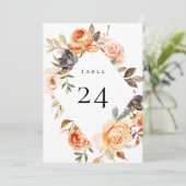 Earthy Autumn Floral Table Number Kaart (Staand voorkant)