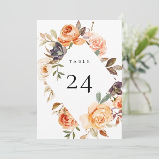 Earthy Autumn Floral Table Number Kaart (Staand voorkant)