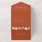 Earthy Autumn Floral Terracotta Wedding All In One Uitnodiging (Buitenkant)