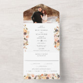Earthy Autumn Floral Terracotta Wedding All In One Uitnodiging (Binnen)
