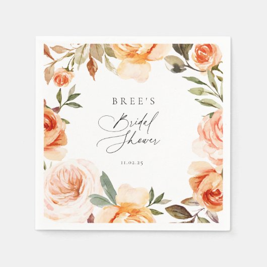 Earthy Autumn Floral Vrijgezellenfeest Servet (Voorkant)