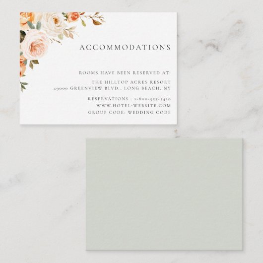 Earthy Autumn Floral Wedding Accommodations Informatiekaartje (Voorkant / Achterkant)