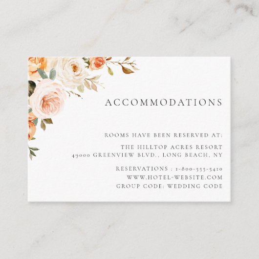 Earthy Autumn Floral Wedding Accommodations Informatiekaartje (Voorkant)