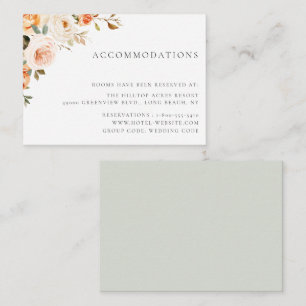 Earthy Autumn Floral Wedding Accommodations Informatiekaartje